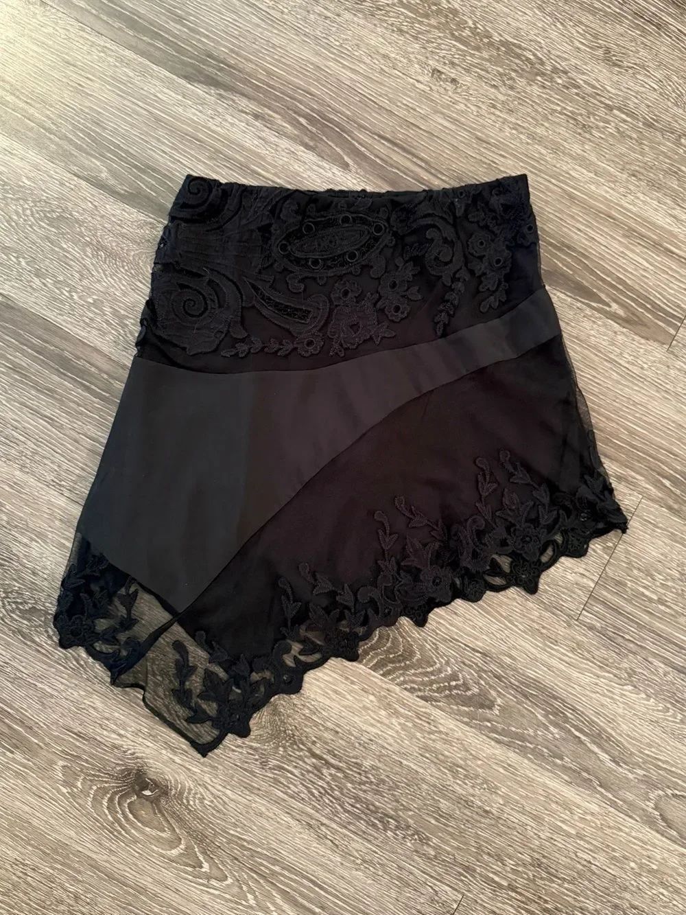Anthropologie Asymmetric Hem Lace Skirt